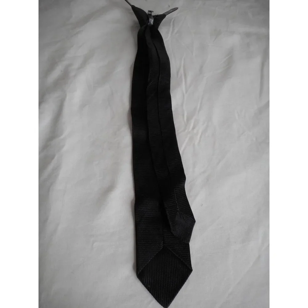 Vintage Black Blue Embroidered clip on Tie necktie